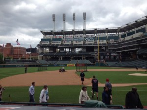 A view of the field, which is 19 feet below Cleveland's street level.